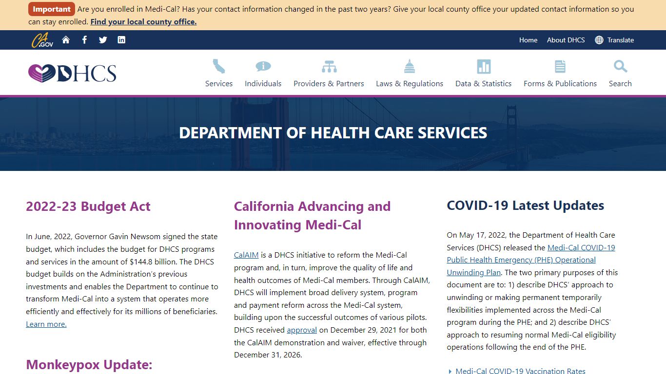 DHCS Homepage - California